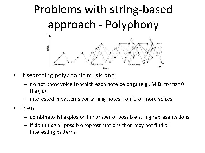 Problems with string-based approach - Polyphony • If searching polyphonic music and – do
