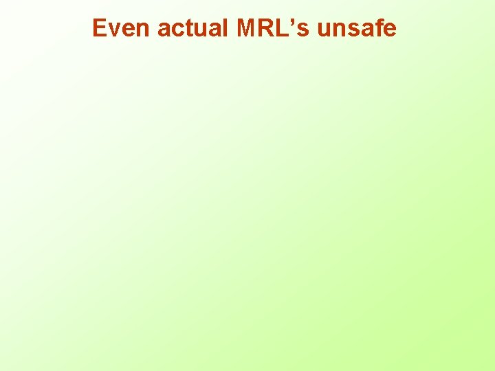 Even actual MRL’s unsafe 