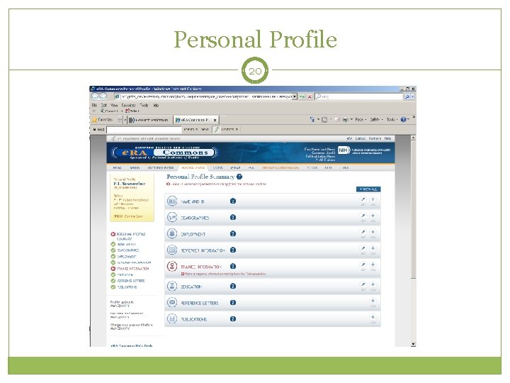 Personal Profile 20 