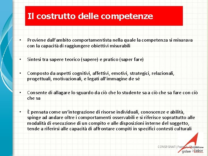 Il costrutto delle competenze • Proviene dall’ambito comportamentista nella quale la competenza si misurava