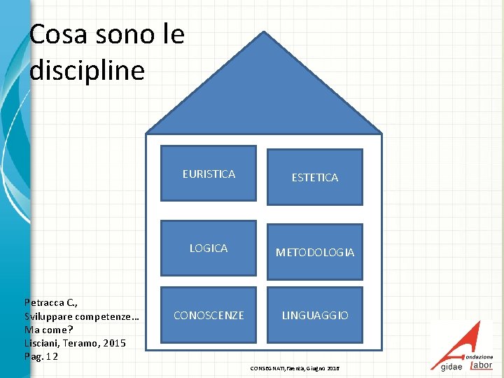 Cosa sono le discipline Petracca C. , Sviluppare competenze… Ma come? Lisciani, Teramo, 2015