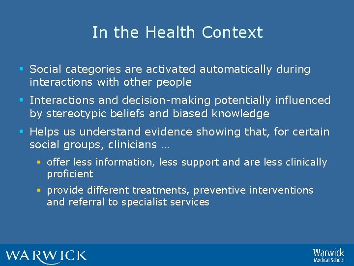 In the Health Context § Social categories are activated automatically during interactions with other