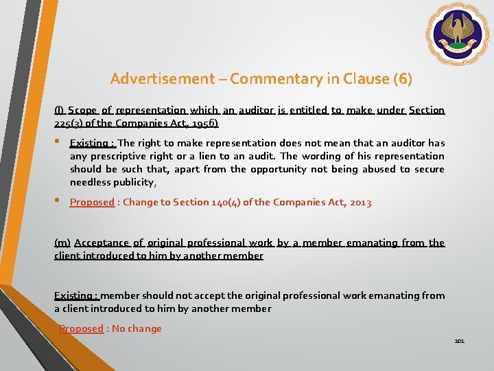 Advertisement – Commentary in Clause (6) (l) Scope of representation which an auditor is