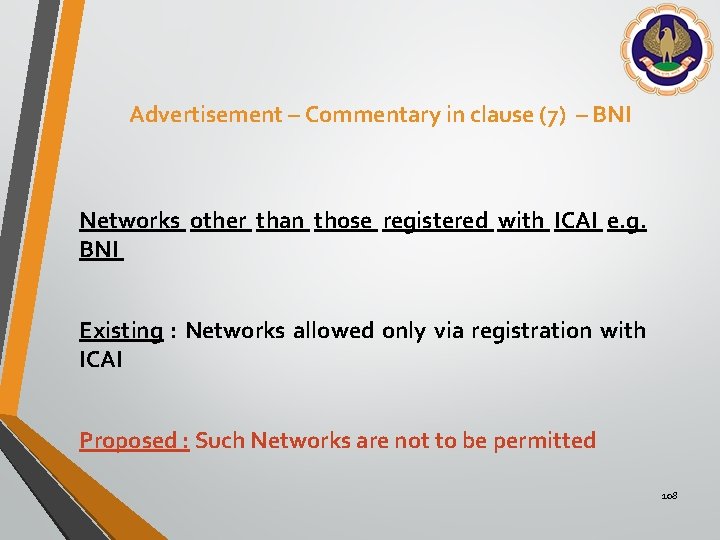 Advertisement – Commentary in clause (7) – BNI Networks other than those registered with