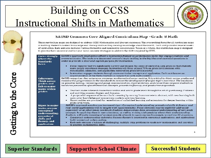 Getting to the Core Building on CCSS Instructional Shifts in Mathematics Superior Standards Supportive