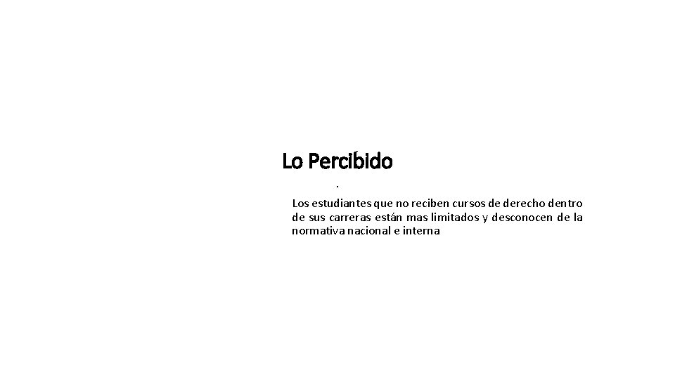 Lo Percibido. Los estudiantes que no reciben cursos de derecho dentro de sus carreras