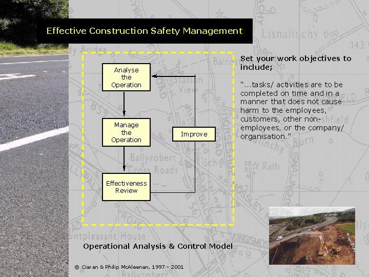 Effective Construction Safety Management Set your work objectives to include; Analyse the Operation Manage