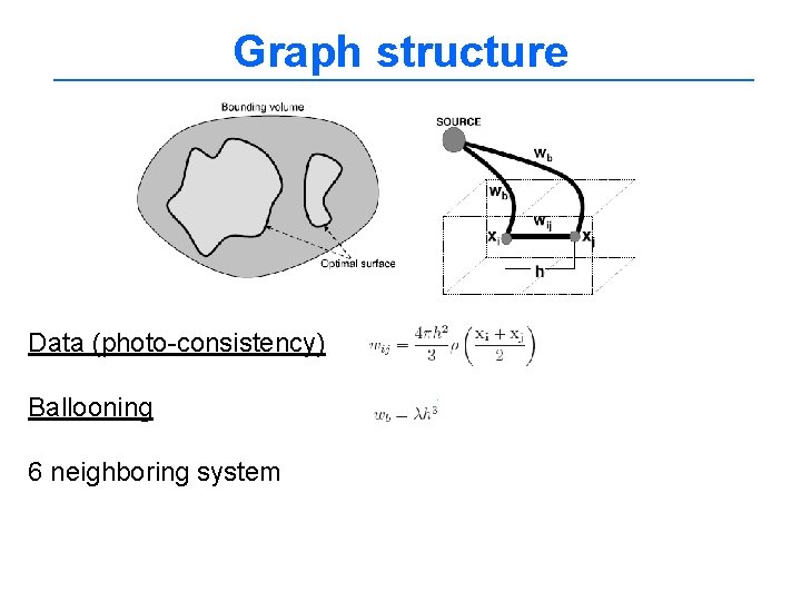 Graph structure Data (photo-consistency) Ballooning 6 neighboring system 