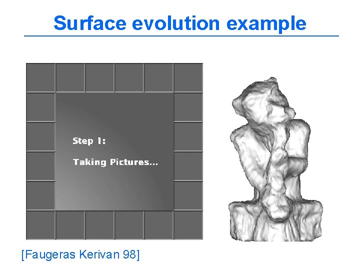 Surface evolution example [Faugeras Kerivan 98] 