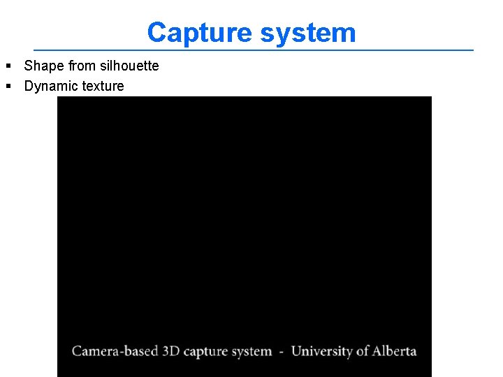 Capture system § Shape from silhouette § Dynamic texture 