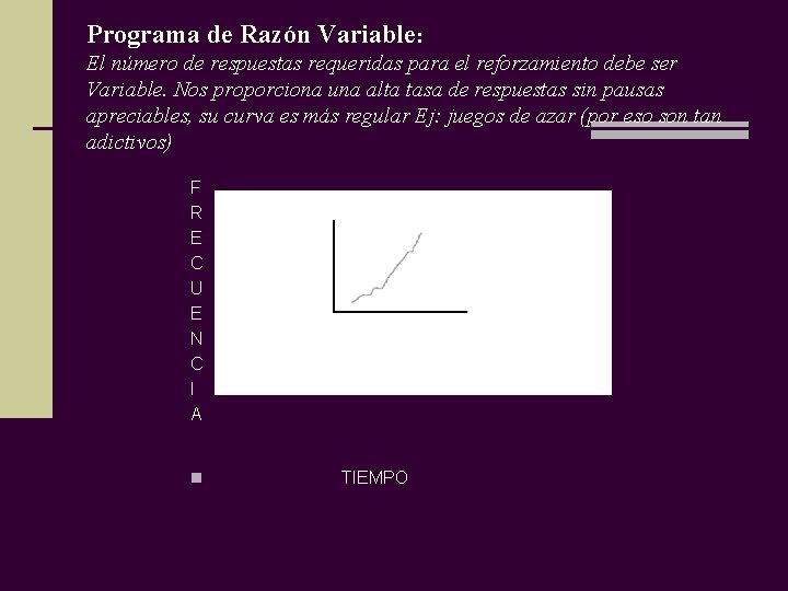 Programa de Razón Variable: El número de respuestas requeridas para el reforzamiento debe ser