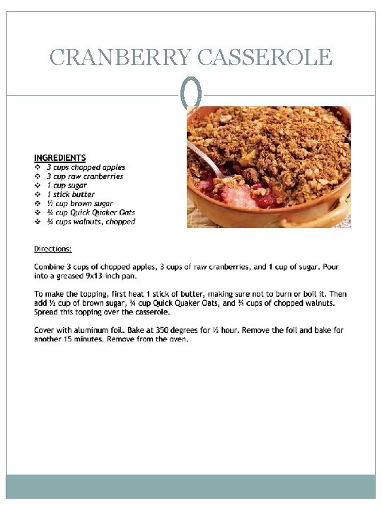 CRANBERRY CASSEROLE 