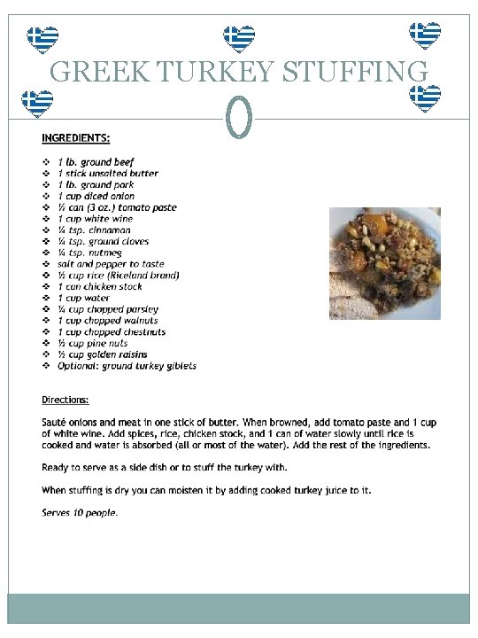 GREEK TURKEY STUFFING 