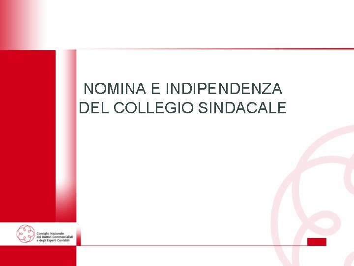 NOMINA E INDIPENDENZA DEL COLLEGIO SINDACALE NOMINA E INDIPENDENZA DEL COLLEGIO SINDACALE