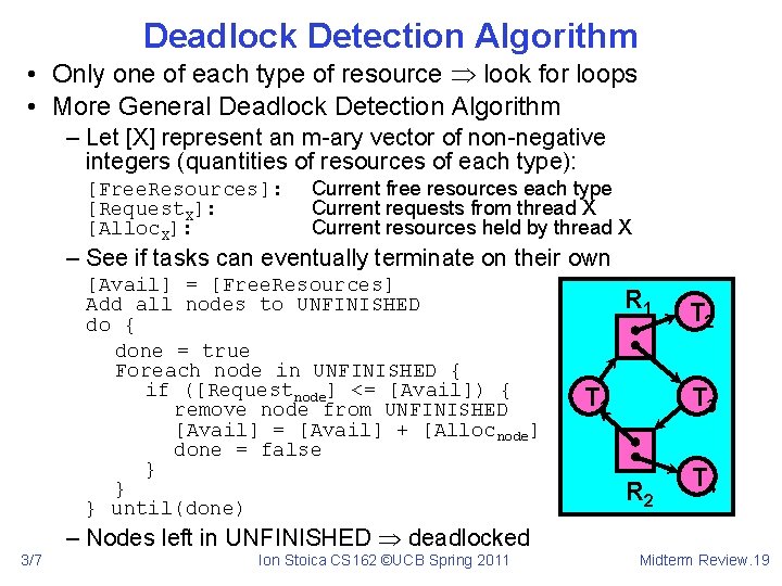 Deadlock Detection Algorithm • Only one of each type of resource look for loops