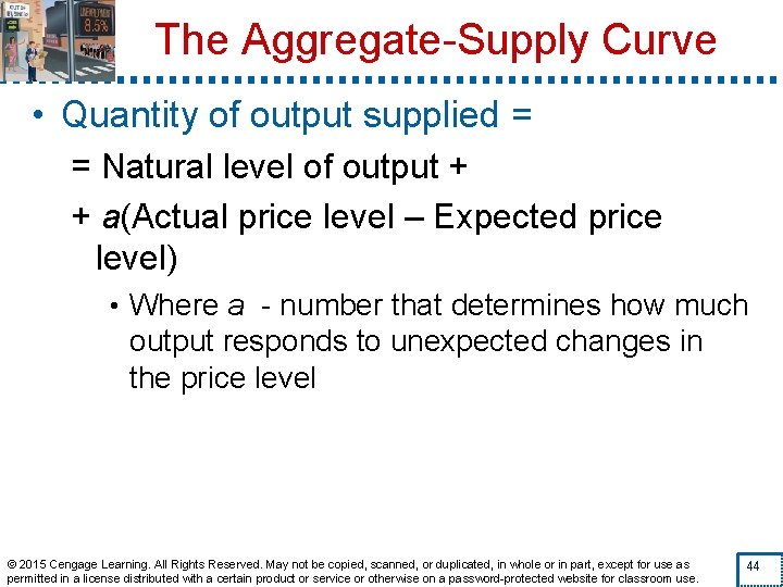 The Aggregate-Supply Curve • Quantity of output supplied = = Natural level of output