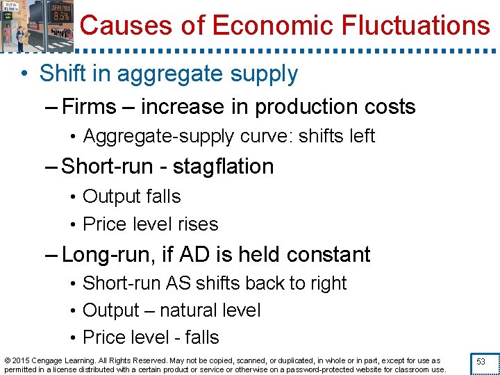 Causes of Economic Fluctuations • Shift in aggregate supply – Firms – increase in