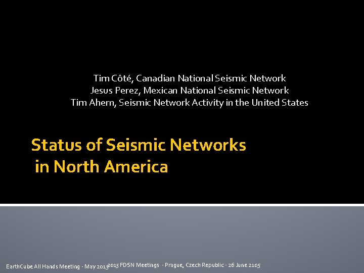 Tim Ct Canadian National Seismic Network Jesus Perez