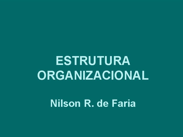 ESTRUTURA ORGANIZACIONAL Nilson R. de Faria 