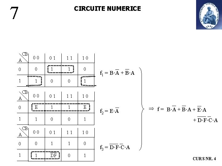 7 CIRCUITE NUMERICE CB 00 A 01 11 10 0 0 1 1 0