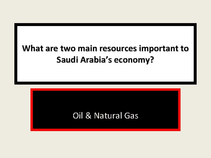 What are two main resources important to Saudi Arabia’s economy? Oil & Natural Gas