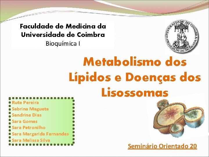 Faculdade de Medicina da Universidade de Coimbra Bioquímica I Metabolismo dos Lípidos e Doenças