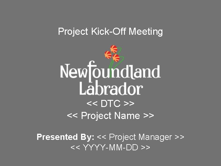Project Kick-Off Meeting << DTC >> << Project Name >> Presented By: << Project