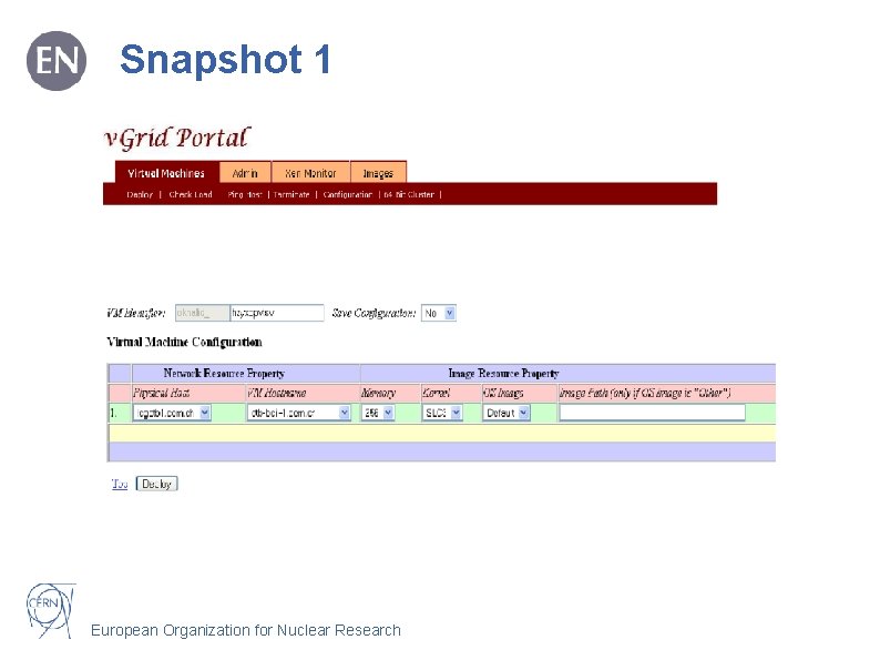 Snapshot 1 European Organization for Nuclear Research 