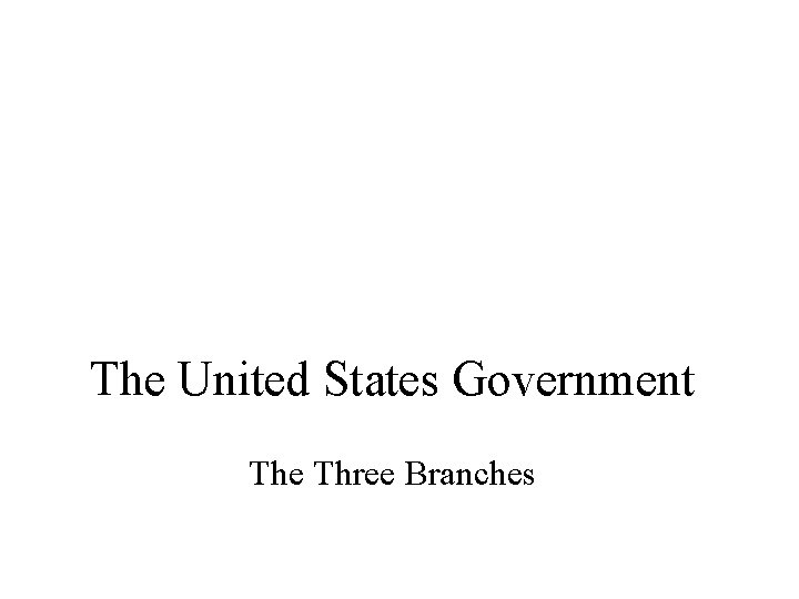 The United States Government The Three Branches 