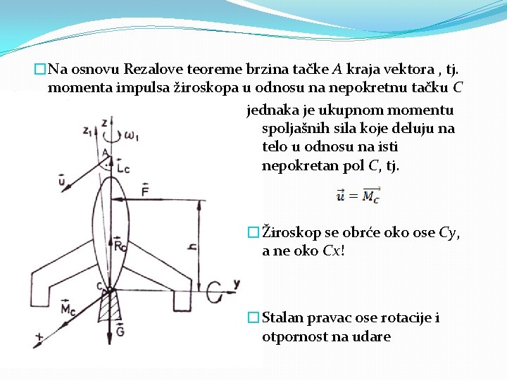 �Na osnovu Rezalove teoreme brzina tačke A kraja vektora , tj. momenta impulsa žiroskopa