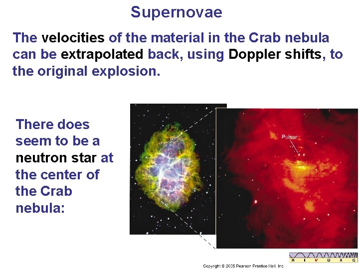 Supernovae The velocities of the material in the Crab nebula can be extrapolated back,