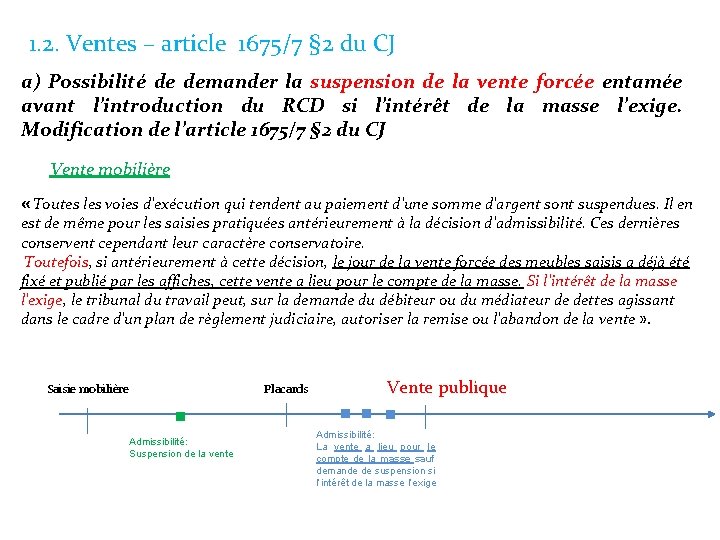 1. 2. Ventes – article 1675/7 § 2 du CJ a) Possibilité de demander