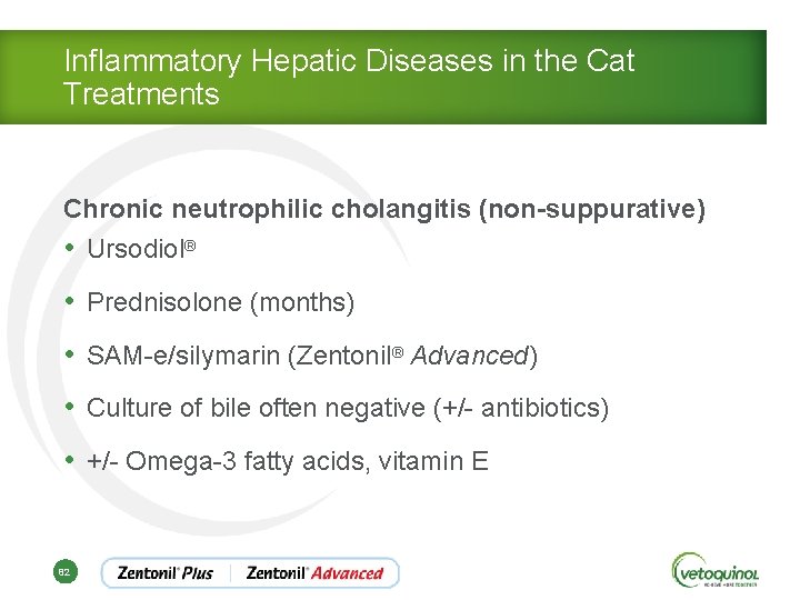 Inflammatory Hepatic Diseases in the Cat Treatments Chronic neutrophilic cholangitis (non-suppurative) • Ursodiol® •