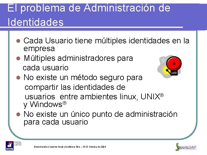 El problema de Administración de Identidades Cada Usuario tiene múltiples identidades en la empresa