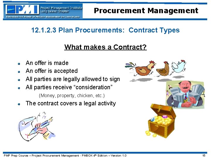 Procurement Management 12. 1. 2. 3 Plan Procurements: Contract Types What makes a Contract?