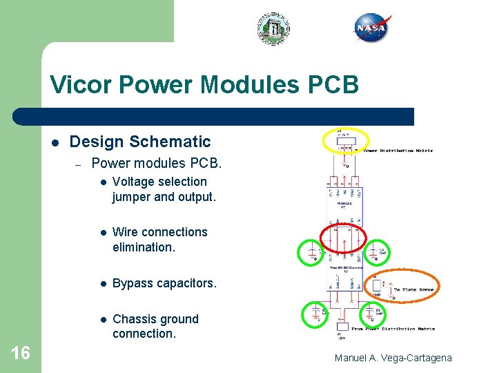 Vicor Power Modules PCB l Design Schematic – 16 Power modules PCB. l Voltage