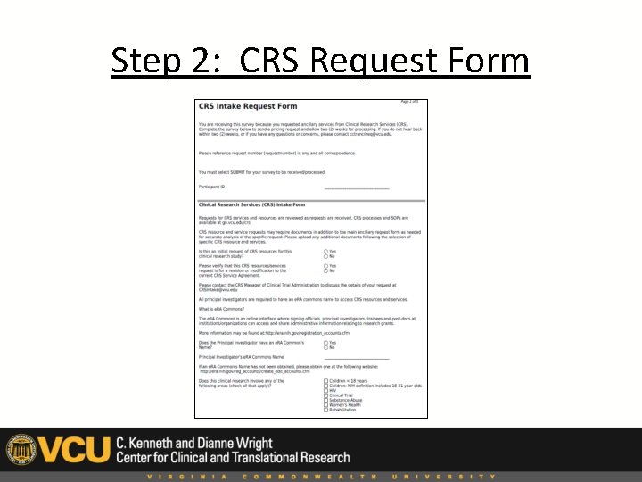 Step 2: CRS Request Form 