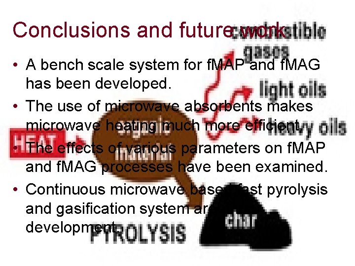 Conclusions and future work • A bench scale system for f. MAP and f.