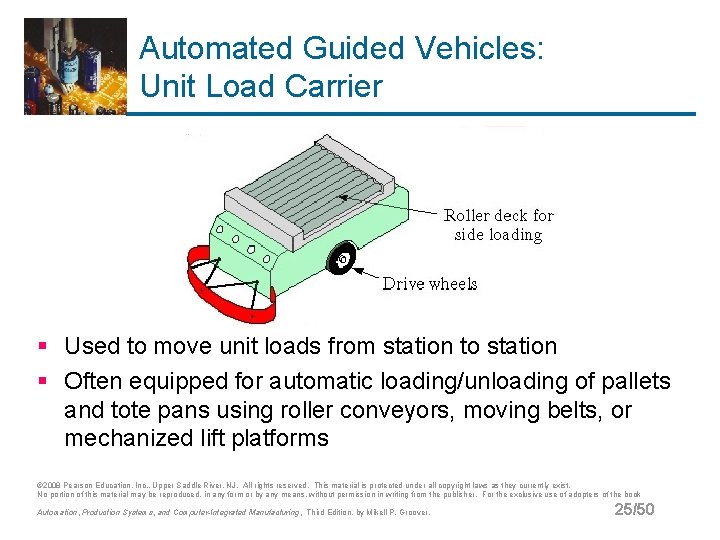 Automated Guided Vehicles: Unit Load Carrier § Used to move unit loads from station