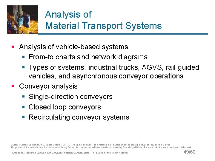 Analysis of Material Transport Systems § Analysis of vehicle-based systems § From-to charts and
