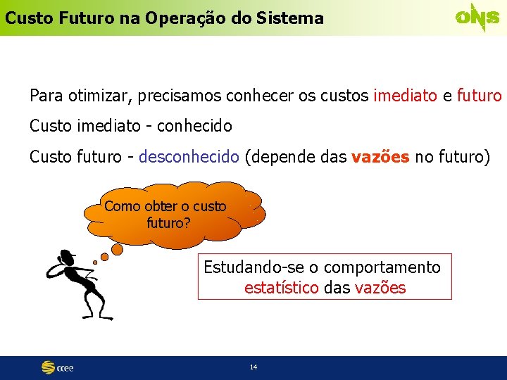 Custo Futuro na Operação do Sistema Para otimizar, precisamos conhecer os custos imediato e