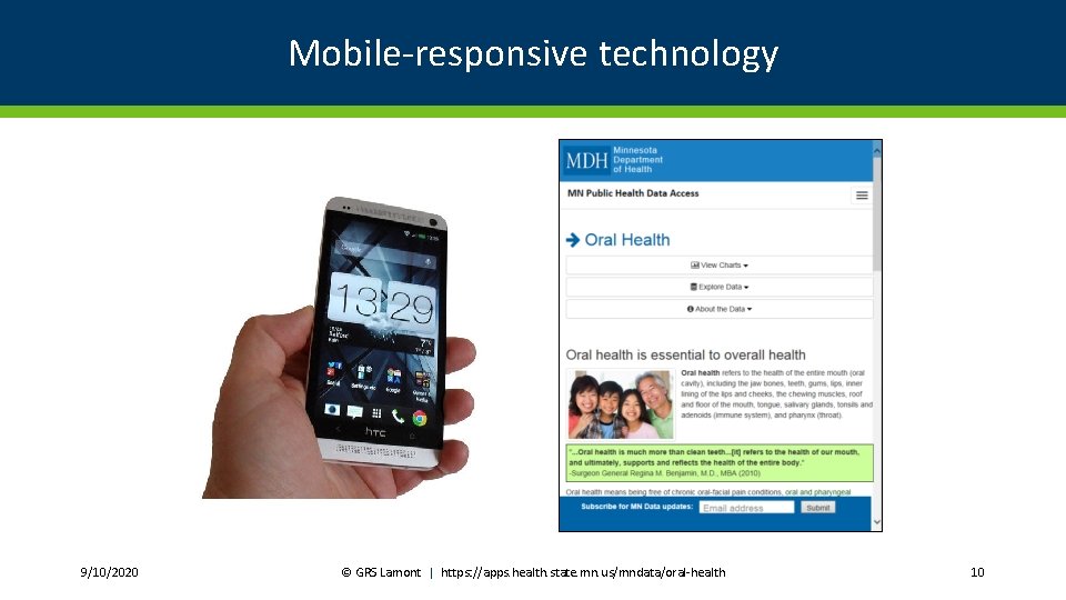 Mobile-responsive technology 9/10/2020 © GRS Lamont | https: //apps. health. state. mn. us/mndata/oral-health 10 