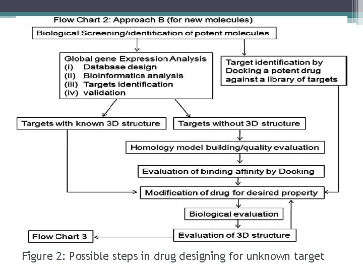 Figure 2: Possible steps in drug designing for unknown target 