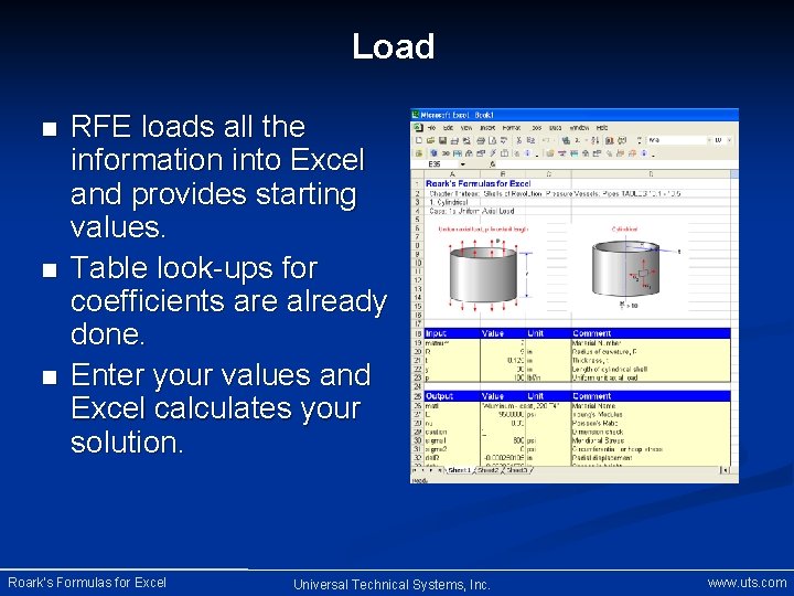 Load n n n RFE loads all the information into Excel and provides starting