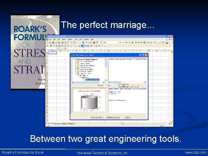The perfect marriage. . . Between two great engineering tools. Roark’s Formulas for Excel