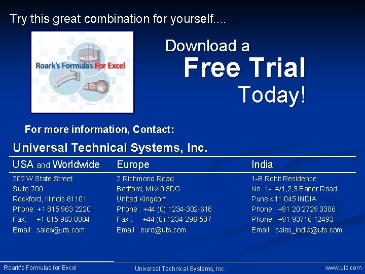 Try this great combination for yourself. . Download a Free Trial Today! For more