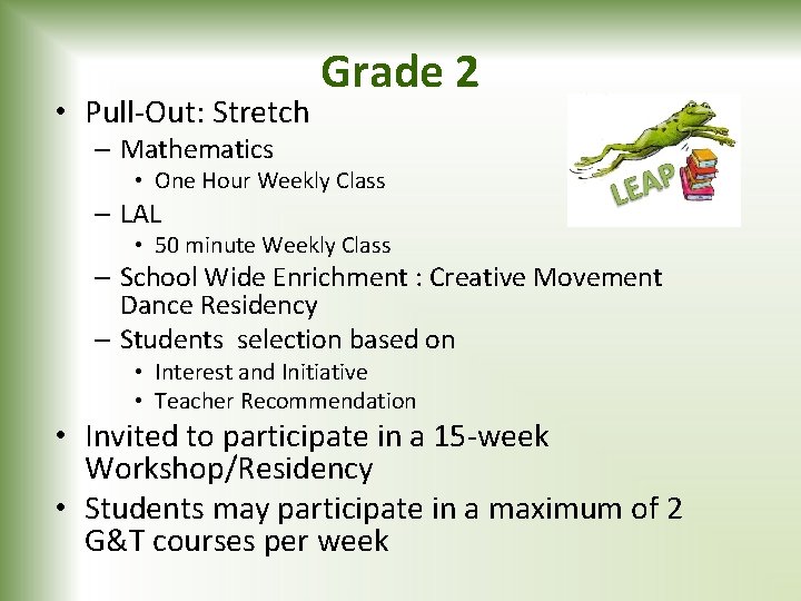  • Pull-Out: Stretch Grade 2 – Mathematics • One Hour Weekly Class –