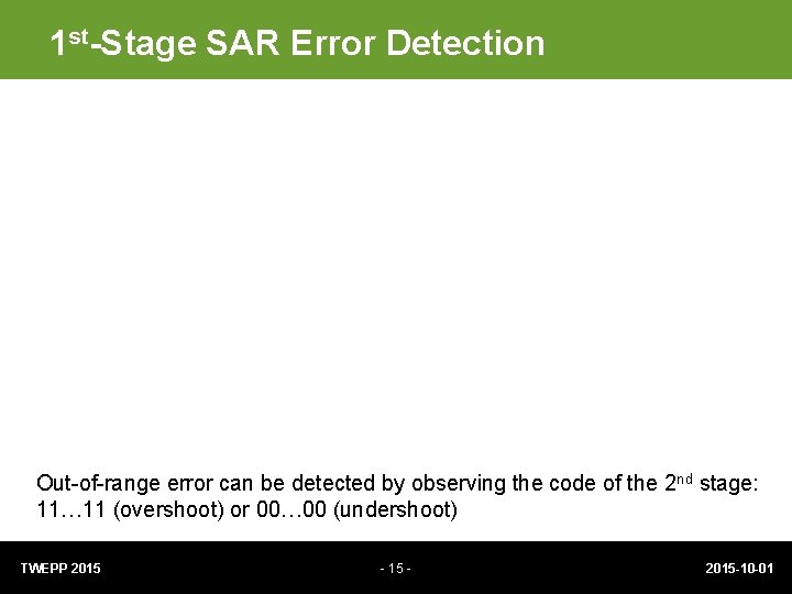 1 st-Stage SAR Error Detection Out-of-range error can be detected by observing the code