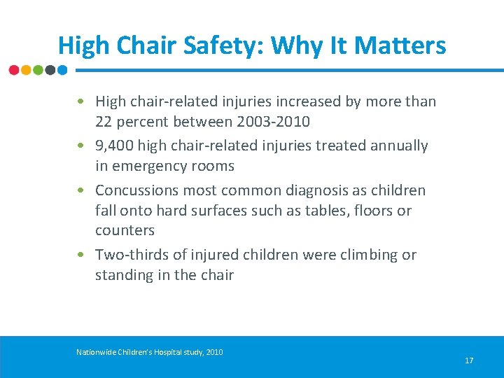 High Chair Safety: Why It Matters • High chair-related injuries increased by more than