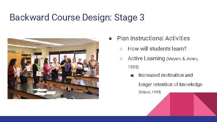 Backward Course Design: Stage 3 ● Plan Instructional Activities ○ How will students learn?